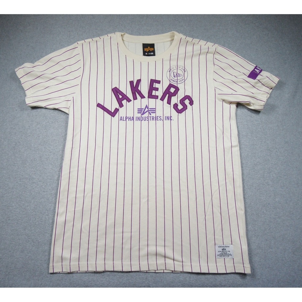 Los Angeles Lakers Shirt Mens Large White Alpha Industries New Era NBA Tee Adult